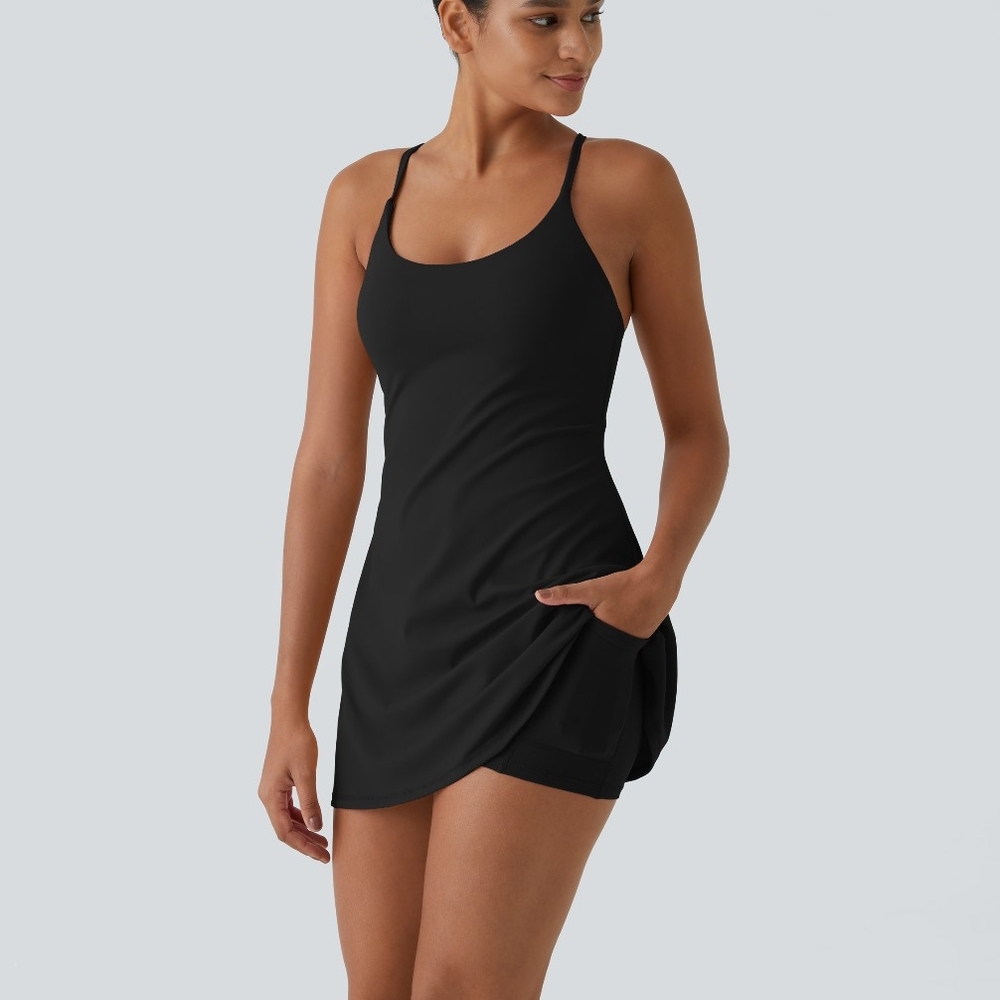 Black Sleeveless Dress with Pockets